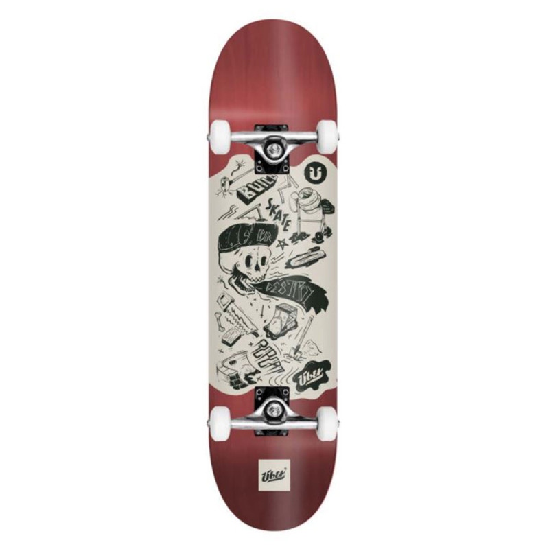 UBER Skateboard Complet 3-STAR DIY 8.25 Wood Red