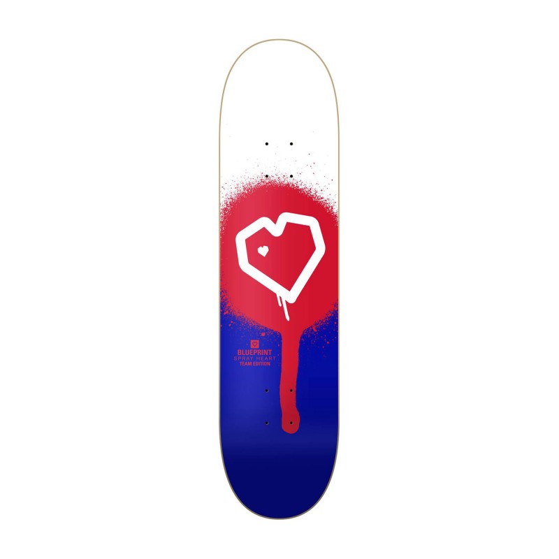 BLUEPRINT SPRAY HEART Skateboard Deck Red Blue BLUEPRINT SPRAY HEART Skateboard Deck Red Blue